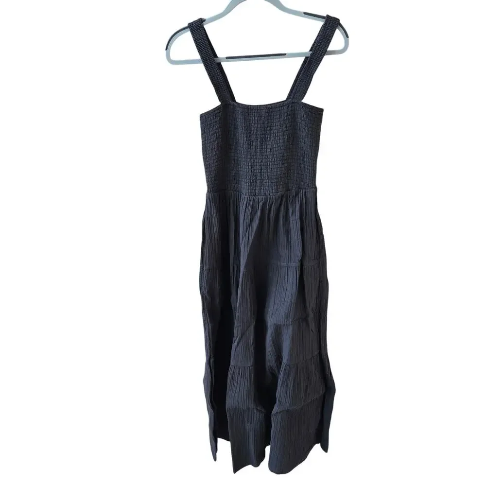 Quince 100% Organic Cotton Gauze Smocked Sleeveless Maxi Dress Size S EUC - Picture 3 of 9